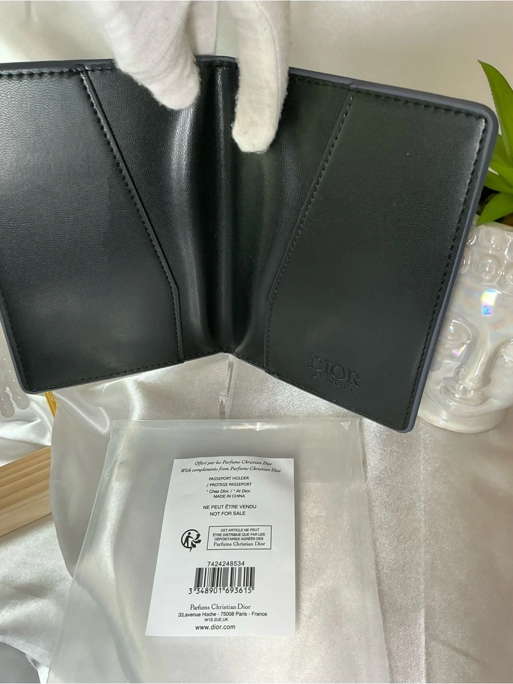 New Gift W Purchase Dior Black Leather Card & Passport Organizer
